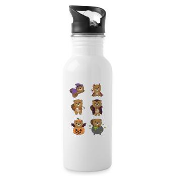 Beaver Halloween Devil Pumpkin Vampire Costume - Water bottle with straw - white - Right