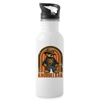KNUDDELBAR Bär Gangster - Trinkflasche mit integriertem Trinkhalm - Weiß - Rechts