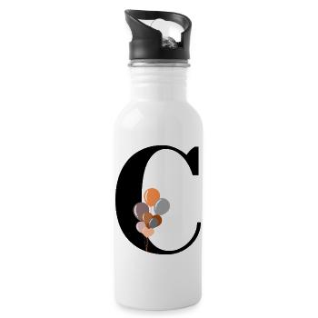 Buchstabe c Geburtstagsballon - Trinkflasche mit integriertem Trinkhalm - Weiß - Rechts
