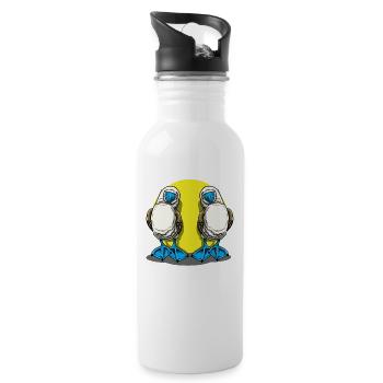 Galapagos Blue-footed Couple - Water bottle with straw - white - Right