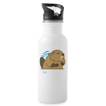 Beaver Whisperer - Water bottle with straw - white - Right