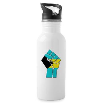 Bahamas Flag Country Pride Native Ancestry Family - Water bottle with straw - white - Right