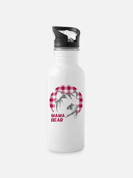 Mama Bear - Trinkflasche mit integriertem Trinkhalm - Weiß