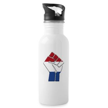 Netherlands Flag Dutch Country Pride Native - Water bottle with straw - white - Right