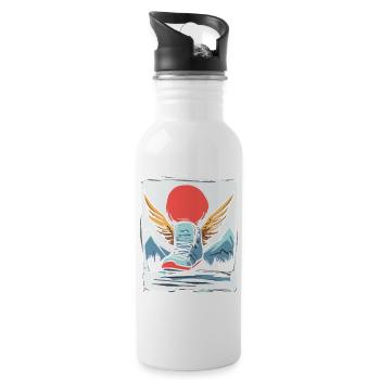 Japanische Rote Sonne, Sneaker mit Flügel - Trinkflasche mit integriertem Trinkhalm - Weiß - Rechts