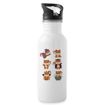 Squirrel Halloween Devil Pumpkin Vampire - Water bottle with straw - white - Right
