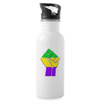 Mardi Gras Flagge - Trinkflasche mit integriertem Trinkhalm - Weiß - Rechts