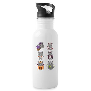 Rhinoceros Halloween Devil Pumpkin Vampire Costume - Water bottle with straw - white - Right