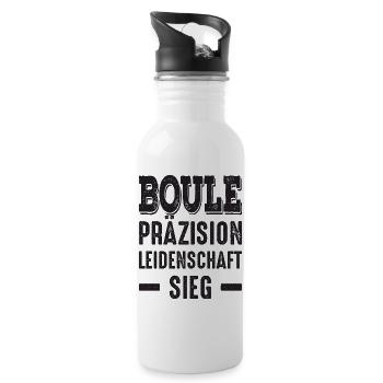 Boule Präzision Leidenschaft Sieg! Bouler Spruch - Trinkflasche mit integriertem Trinkhalm - Weiß - Rechts