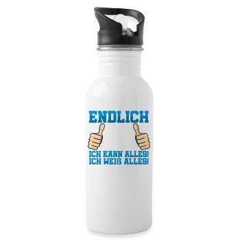 Endlich 40 Ich Kann Alles Ich Weiß Alles - Trinkflasche mit integriertem Trinkhalm - Weiß - Rechts