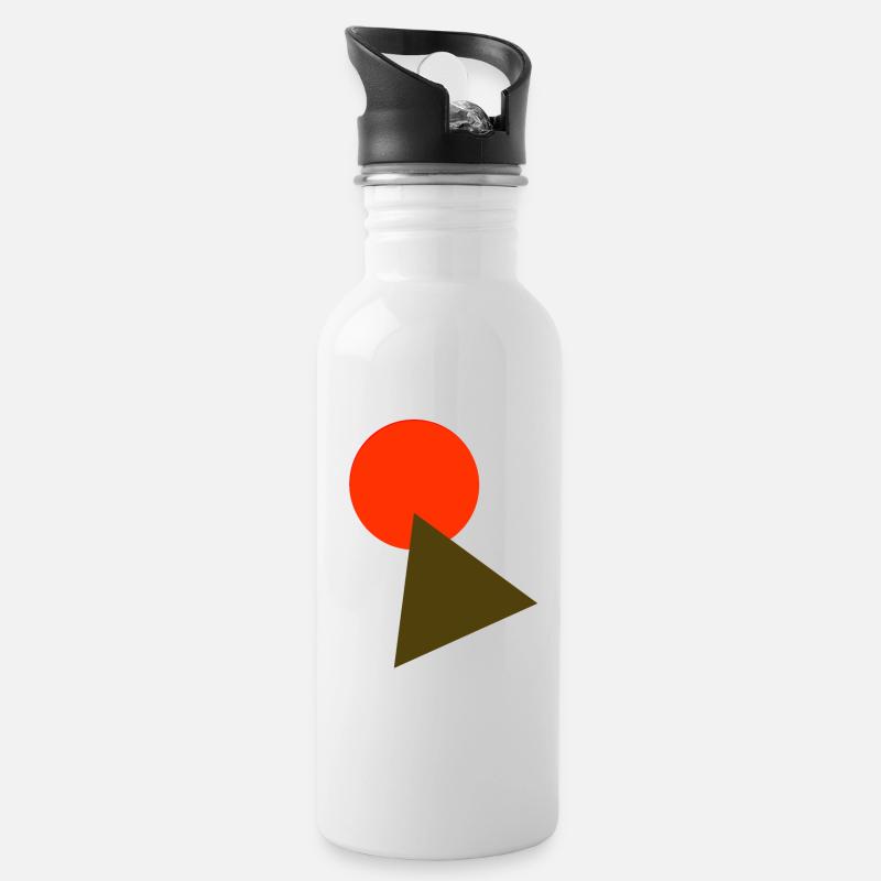 Kreis und Dreieck - Trinkflasche mit integriertem Trinkhalm - Weiß