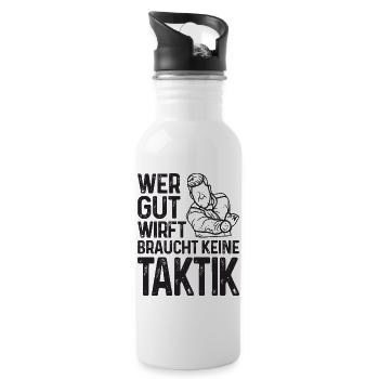 Wer gut legt braucht keine Taktik Bouler Petanque - Trinkflasche mit integriertem Trinkhalm - Weiß - Rechts