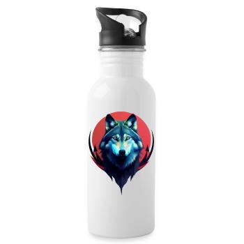 Wolf - Water bottle with straw - white - Right