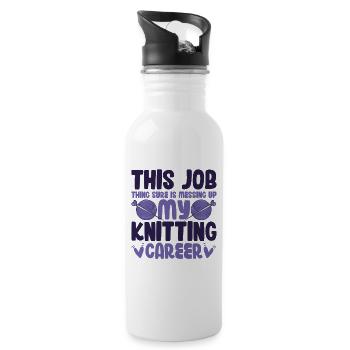 my Knitting caree - Trinkflasche mit integriertem Trinkhalm - Weiß - Rechts