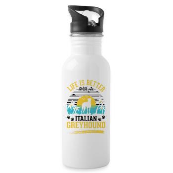Italienischer Windhund Geschenk - Trinkflasche mit integriertem Trinkhalm - Weiß - Rechts