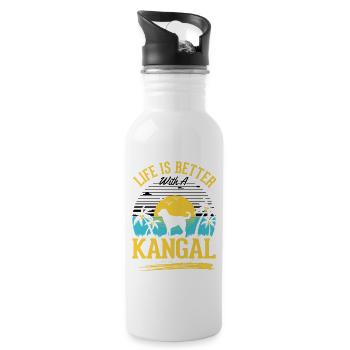 Life is better with a Kangal - Water bottle with straw - white - Right