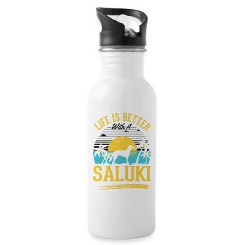 Life is better with Salukis - Water bottle with straw - white - Right