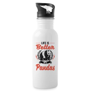Life is better with pandas - Water bottle with straw - white - Right
