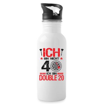 Dart Darts Darter Darten 40.Geburtstag Geschenk - Trinkflasche mit integriertem Trinkhalm - Weiß - Rechts
