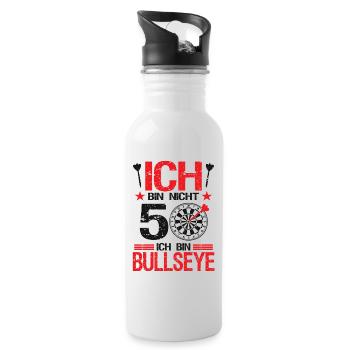 Dart Dartspieler Darten 50.Geburtstag Geschenk - Trinkflasche mit integriertem Trinkhalm - Weiß - Rechts