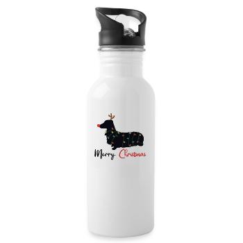 Dackel Weihnachten Winter Tiere Hunde - Trinkflasche mit integriertem Trinkhalm - Weiß - Rechts