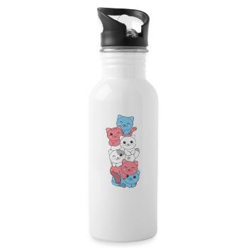Chat drapeau transgenre Pride LGBTQ mignon chat - Gourde avec paille intégrée - blanc - Droite