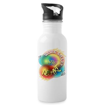 work smart with heart - Trinkflasche mit integriertem Trinkhalm - Weiß - Rechts