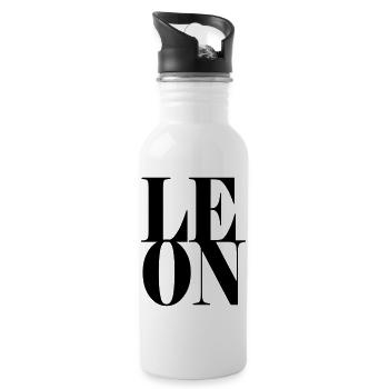 Leon Name Vorname Moderne Schrift Wort Art - Trinkflasche mit integriertem Trinkhalm - Weiß - Rechts