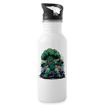 Brokkozilla giant broccoli monster - Water bottle with straw - white - Right