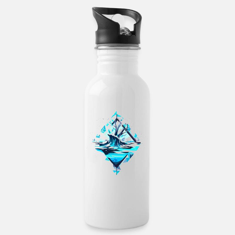 Schnee Eiskristall Winterlandschaft - Trinkflasche mit integriertem Trinkhalm - Weiß