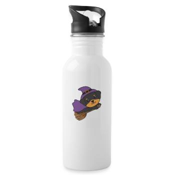 Rottweiler Halloween Witch Kids Witch Costume - Water bottle with straw - white - Right