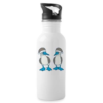 Blue-footed booby Christmas - Water bottle with straw - white - Right