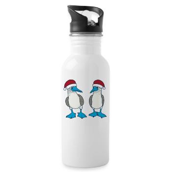 Merry Christmas - Trinkflasche mit integriertem Trinkhalm - Weiß - Rechts