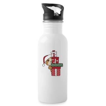 Guinea Pig Christmas Gift Winter Animals - Water bottle with straw - white - Right