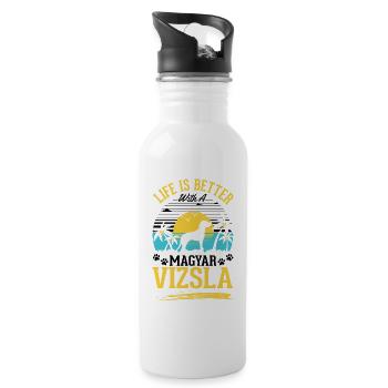 Life is better with Magyar Vizsla - Water bottle with straw - white - Right