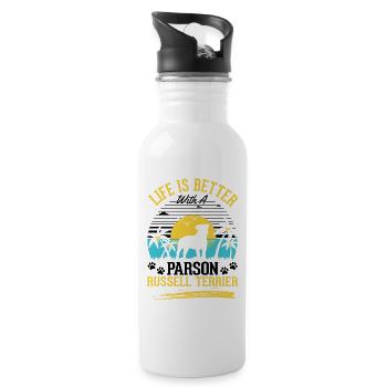 Life is better with Parson Russell Terrier - Water bottle with straw - white - Right