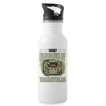 Easily distracted by Tarantulas Tarantel - Trinkflasche mit integriertem Trinkhalm - Weiß - Rechts