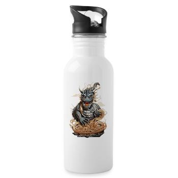 Ramen Drache Nudel Mythos Japanisches Design - Trinkflasche mit integriertem Trinkhalm - Weiß - Rechts