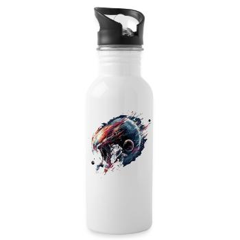 Alien Creature Planet Sci-Fi - Trinkflasche mit integriertem Trinkhalm - Weiß - Rechts