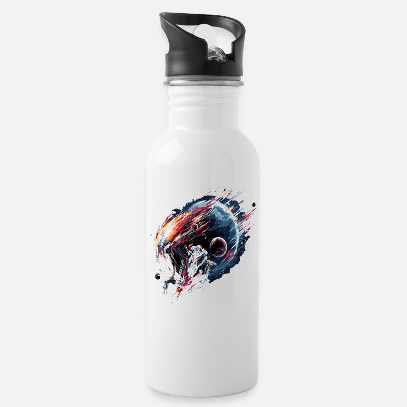 Alien Creature Planet Sci-Fi - Trinkflasche mit integriertem Trinkhalm - Weiß