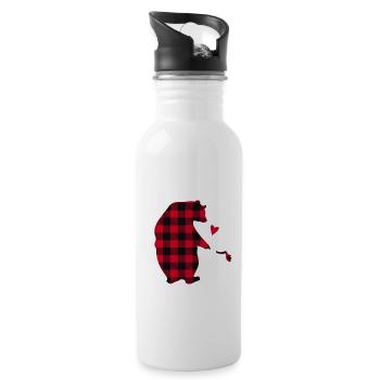 Dad Bear - Water bottle with straw - white - Right