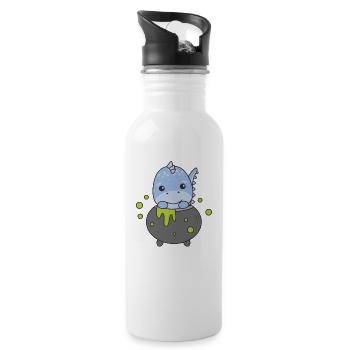 Dino Happy Halloween Cauldron Bat - Water bottle with straw - white - Right