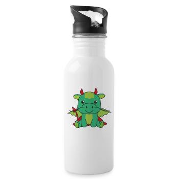Dragon Happy Halloween Devil Costume - Water bottle with straw - white - Right
