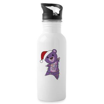 Ours Noël Hiver Animaux Ours - Gourde avec paille intégrée - blanc - Droite