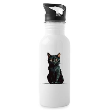 Chat magique d’Halloween Conception de chat magique - Gourde avec paille intégrée - blanc - Droite