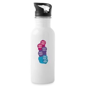 androgyn Flag Pride LGBTQ süße Faultier - Trinkflasche mit integriertem Trinkhalm - Weiß - Rechts