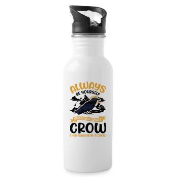 Crow, Raven, Crow, Crow Husbandry, Crow Breeder - Water bottle with straw - white - Right