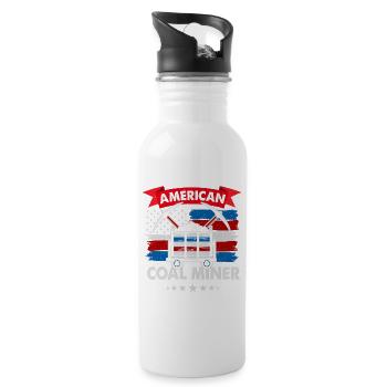 American Coal Miner - Trinkflasche mit integriertem Trinkhalm - Weiß - Rechts