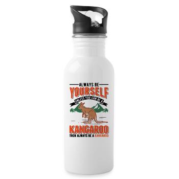 Always be yourself Kangaroo Australien Känguru - Trinkflasche mit integriertem Trinkhalm - Weiß - Rechts