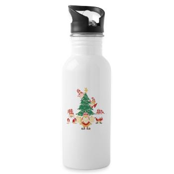 Merry Christmas - Trinkflasche mit integriertem Trinkhalm - Weiß - Rechts